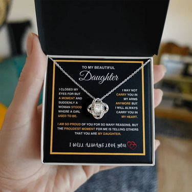 To My Beautiful Daughter - Love Knot Necklace - Gift Set - SLDDL0092 - Sunshine Letters Co